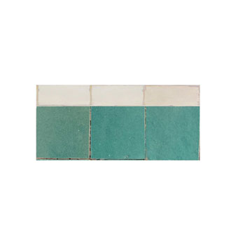 Mosaic House Moroccan tile MDV Kteeb 12-1 White,   Light Green,    solid Mosaic, Zellige, border 